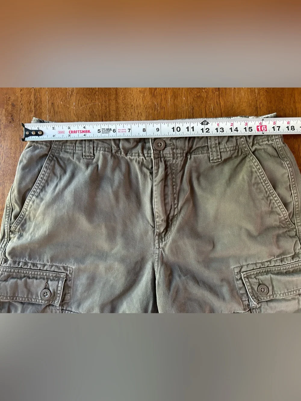 The North Face Cargo Shorts Mens 34x11 Green Cotton Outdoors Hiking Camp Utility